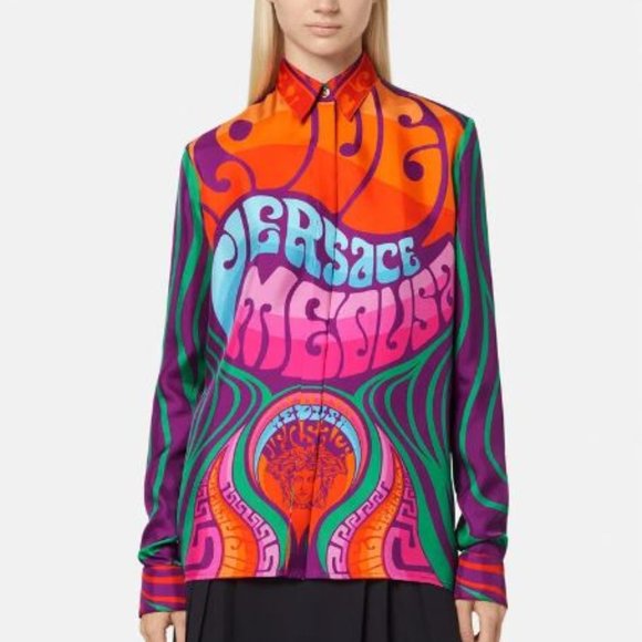 VERSACE Medusa Music Silk Shirt Medium - Picture 1 of 7